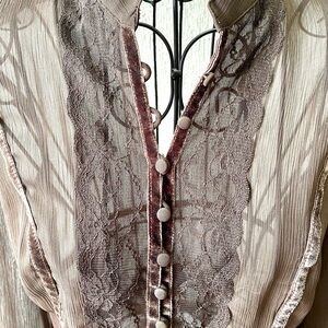 Gorgeous deep brown sheer lace shirt